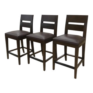 Christian Liagre for Holly Hunt Archipel Leather Counter Stools - Set of 3 For Sale