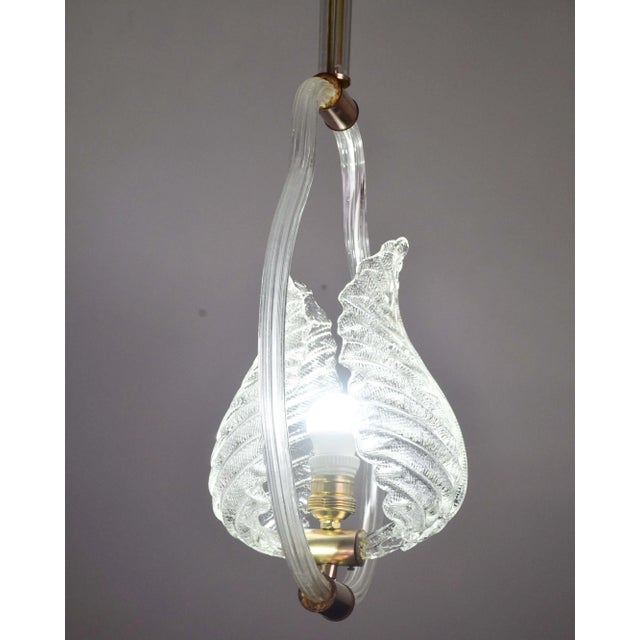 Lovely Transparent Art Decò Barovier E Toso Pendant Light Murano Glass, 1940s For Sale - Image 6 of 14