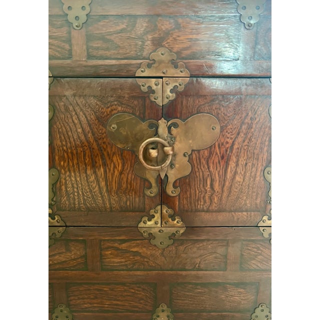 Vintage Joeson Style Kayaki Wood Korean Nightstands / Bandaji Chests With Copper & Brass Hardware, Cabinets or Side Tables - A Pair For Sale - Image 9 of 13