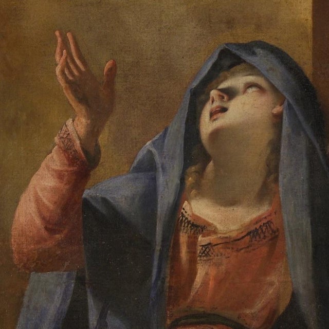 Italian Artist, Madonna of Sorrows with Angels, 1680, Oil on Canvas For Sale - Image 10 of 16