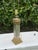 Vintage Greek Key Geometric Brass Table Lamp With Linen Shade For Sale In Naples, FL - Image 6 of 12