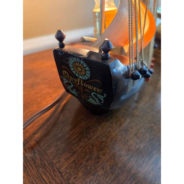 Brown Vintage Ship Model Lamp For Sale - Image 8 of 10