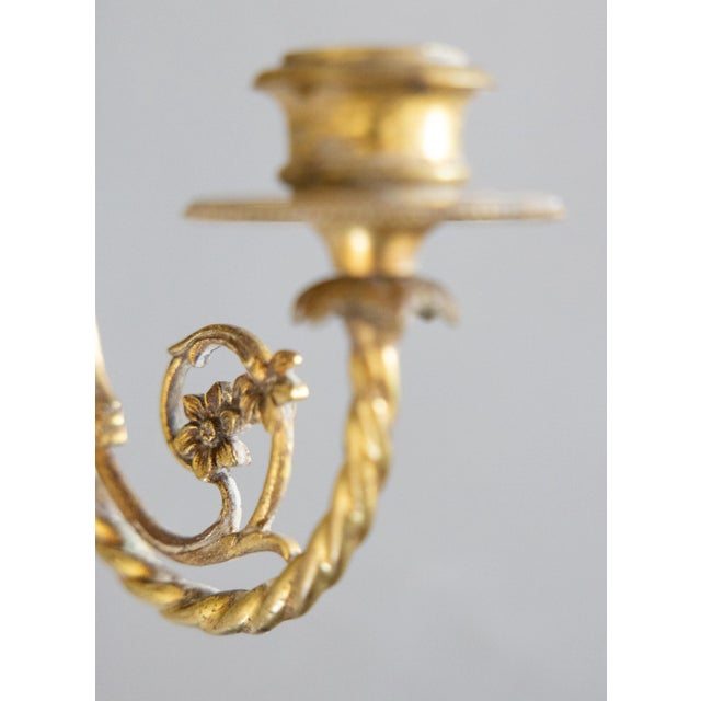 Antique French Gilded Bronze Bow & Ribbon Candle Sconces - a Pair For Sale In Houston - Image 6 of 8
