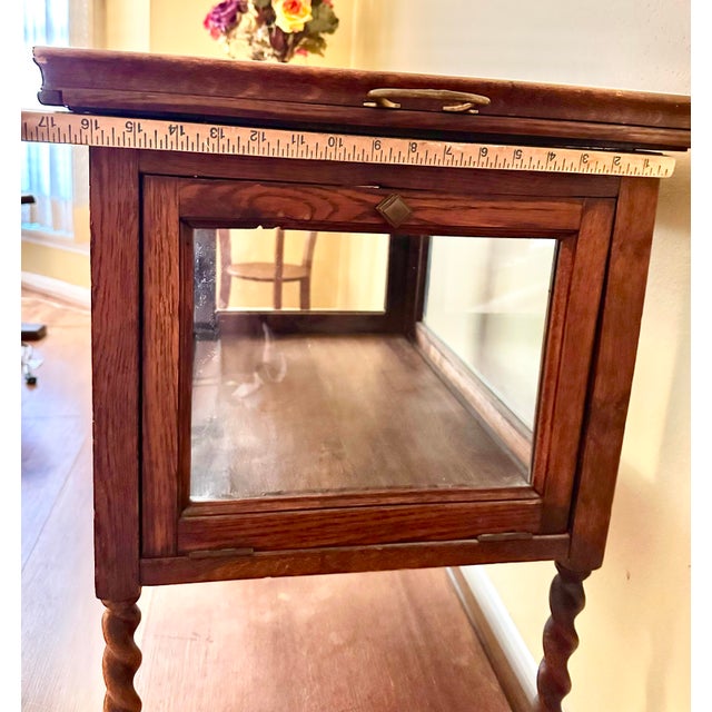 Wood Antique Oak Tea Dessert Liquor Cabinet With Serving Tray England For Sale - Image 7 of 12