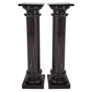 Black Pedestals in Belgian Hardstone, Set of 2 For Sale