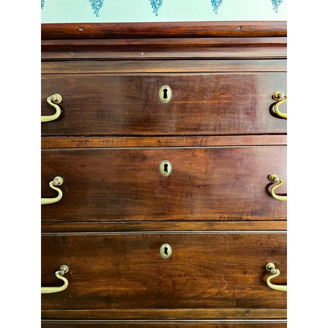 Early 19th Century Antique Early 1800s New England Neoclassical Cherry Chest of Drawers, Former Top of a Chest on Chest. For Sale - Image 5 of 14