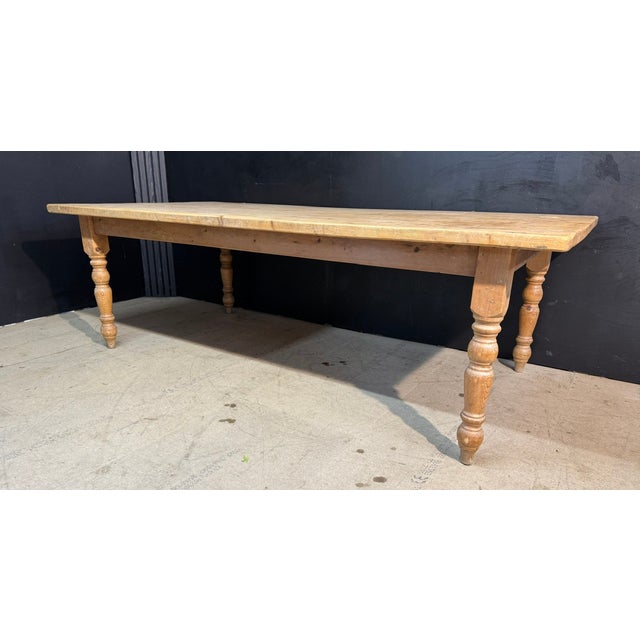 Large Vintage Farmhouse Dining Table in Pine, 1940 For Sale - Image 3 of 15