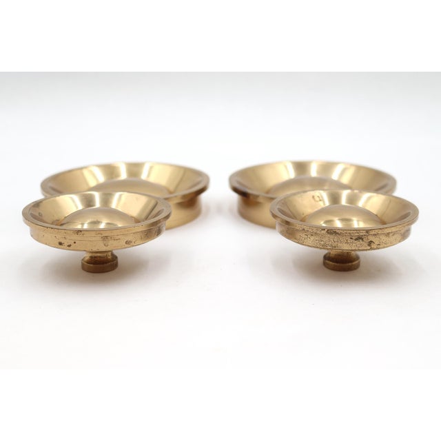 Modern Reclaimed Polished Brass Round Double Door Pulls For Sale - Image 3 of 6