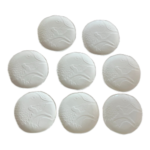 1980s Set of 8 Mancer Italy Domain Handmade Duck Swan Dishes