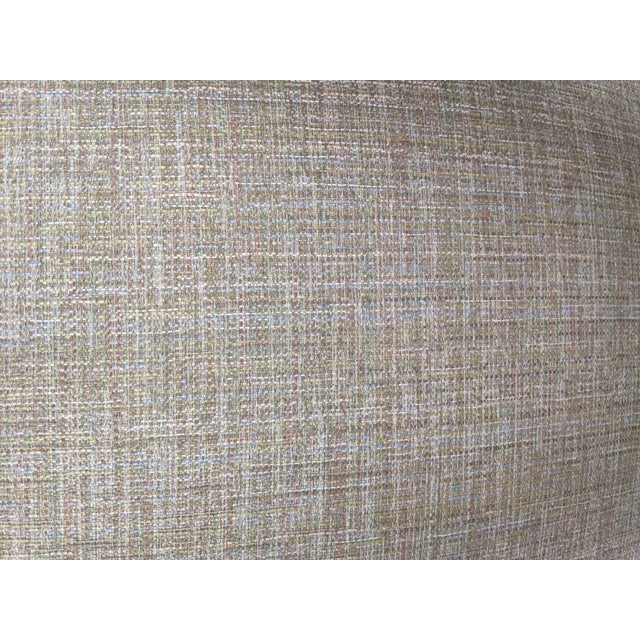 Tan Mid-Century Mission Arts & Crafts Wood Upholstered Armchair With Nailhead Trim For Sale - Image 8 of 17