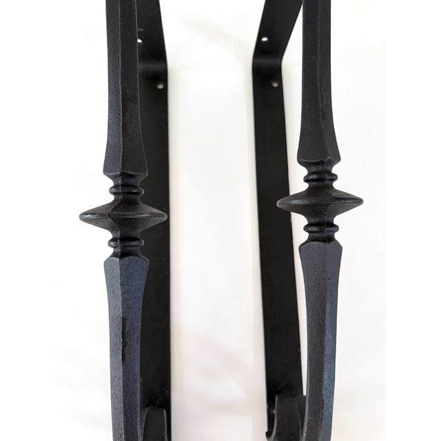 Black Large Antique Cast Iron Scroll Shelf Brackets For Sale - Image 8 of 13