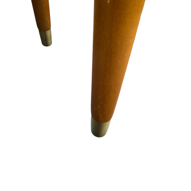 Set of Two 1970s Mid-Century Modern Wood Tripod Lamp Gold Accents For Sale - Image 10 of 12