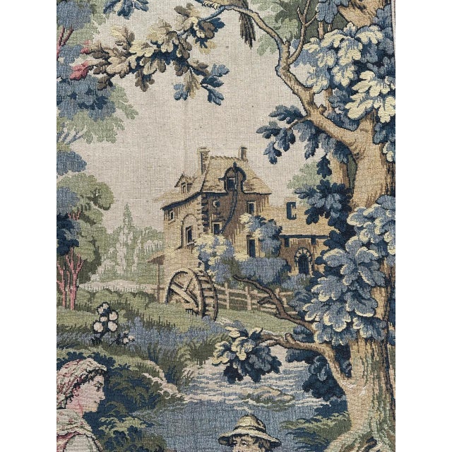 1970s Vintage French Jacquard Tapestry Aubusson Ferryman, 1970s For Sale - Image 5 of 18