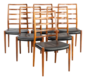 Honduras Rosewood 82 Model Chairs from Niels Otto Møller, Denmark, 1970s, Set of 6