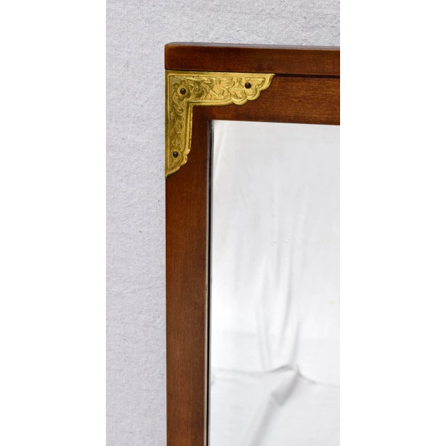 Mn exquisite Mid Century solid Walnut Chinoiserie Campaign style mirror of generous dimensions by Drexel Heritage....