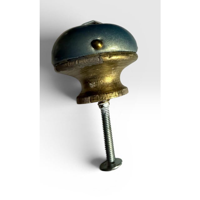 Mid-Century Modern Set of Eight Hollywood Regency Metallic Wood Knobs With Iridescent Aurora Borealis Gems For Sale - Image 3 of 18