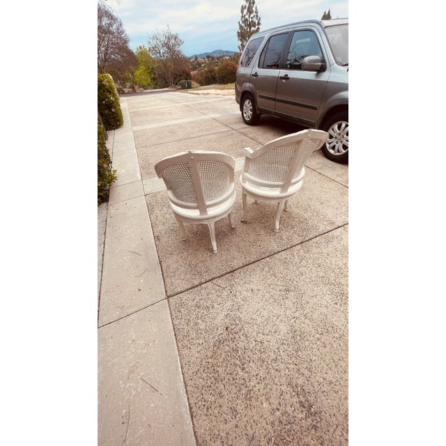 Mid 19th Century Mid 19th Century Pair of French Swivel Chairs With Caning Inserts For Sale - Image 5 of 6