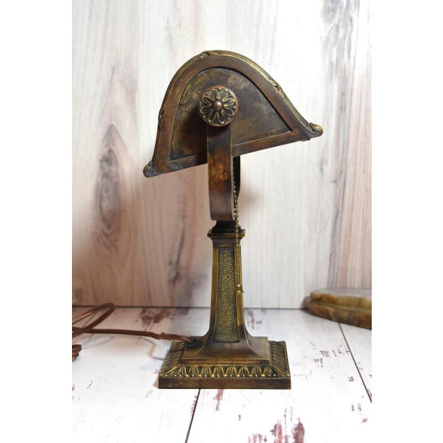 1920s Vintage Art Deco Bronze Desk Library Lamp For Sale - Image 5 of 18