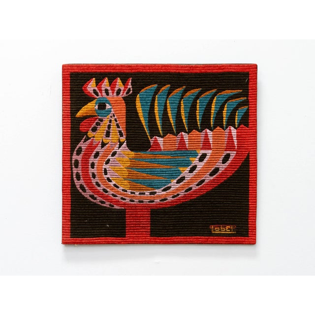 P.Lobel, Canvas Rooster, 1950s, Textile and Wool For Sale - Image 6 of 8