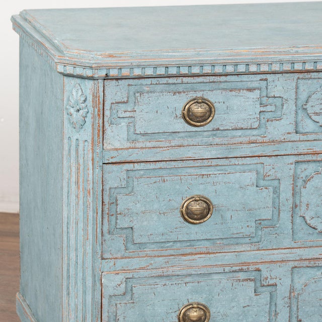 19th Century Swedish Pair of Blue Chest of Three Drawers or Nightstands For Sale - Image 10 of 17