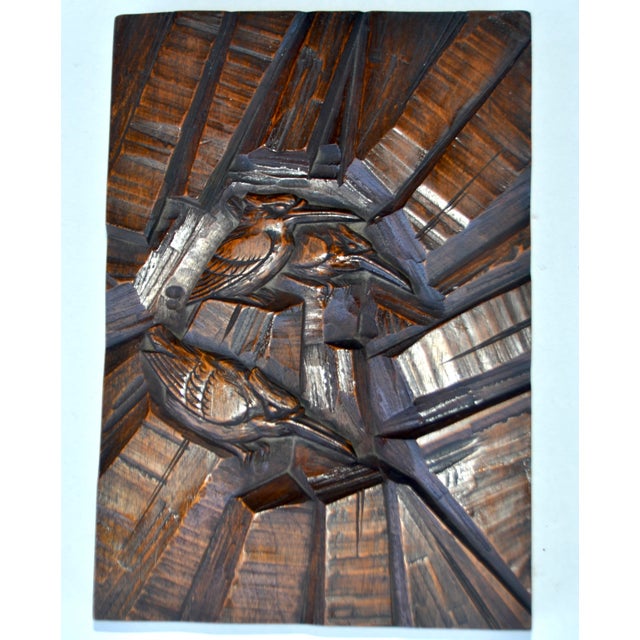 Brown Antique Japanese Wood Carved Art Box For Sale - Image 8 of 9