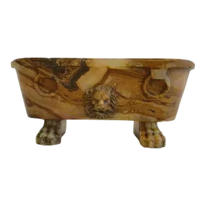 Antique 19th Century Roman Grand Tour Carved Alabastro Fiorito Marble Tub After the Farnese Bath