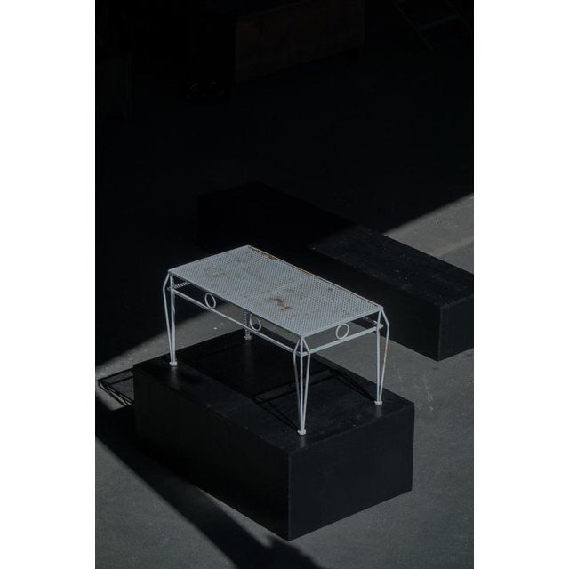 Mid-Century Modern French Garden Metal Coffee Table with Perforated Top, 1950s For Sale - Image 4 of 11