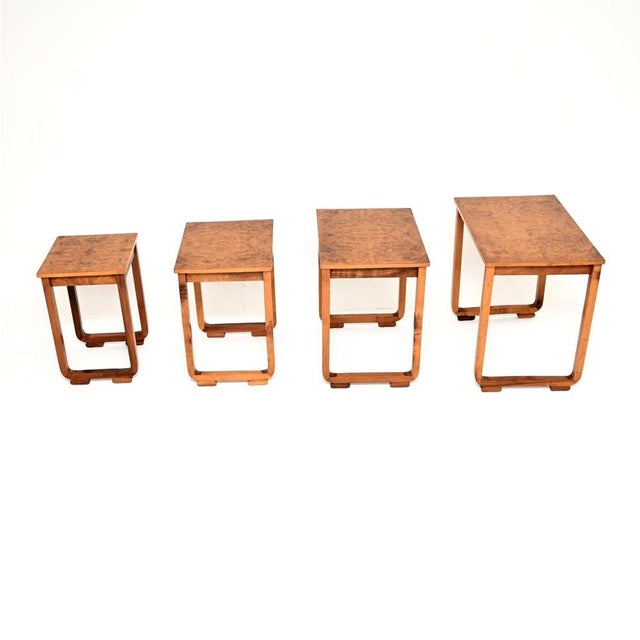 Wood Art Deco Burr Walnut Nesting Tables, 1930, Set of 4 For Sale - Image 7 of 13
