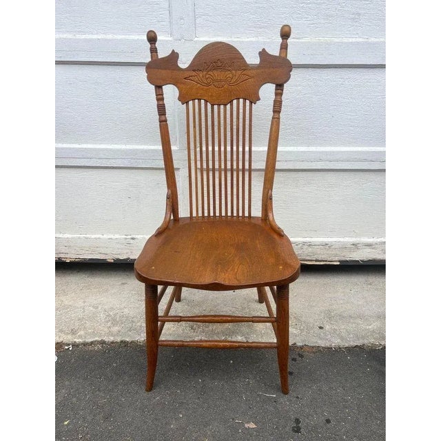 Early 20th Century Set of 5 Antique Tiger Oak Dining Chairs For Sale In Washington DC - Image 6 of 9