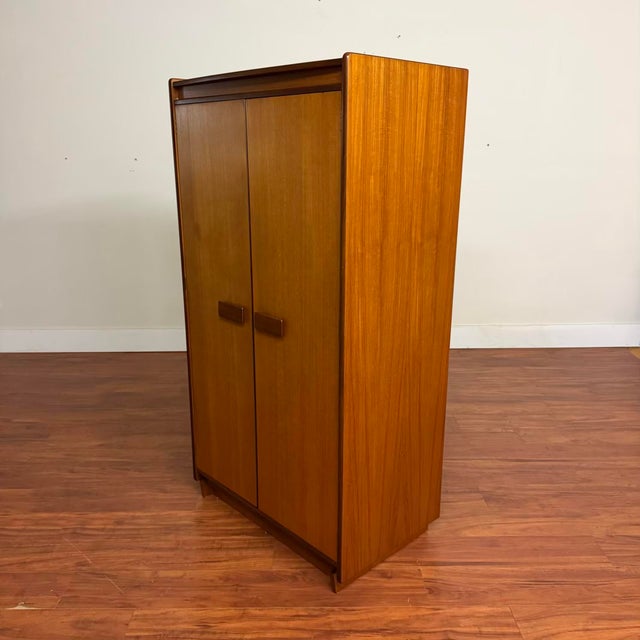Mid-Century Modern White & Newton Mid-Century 2 Door Teak Wardrobe For Sale - Image 3 of 14