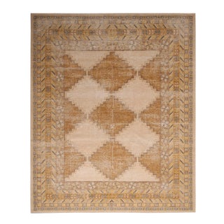 Rug & Kilim’s Distressed Harlequin Rug in Gold, 10x14 For Sale