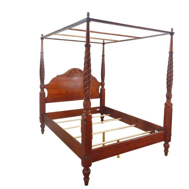 1990s Ethan Allen British Classics Montego Plantation Canopy California King Poster Bed Frame