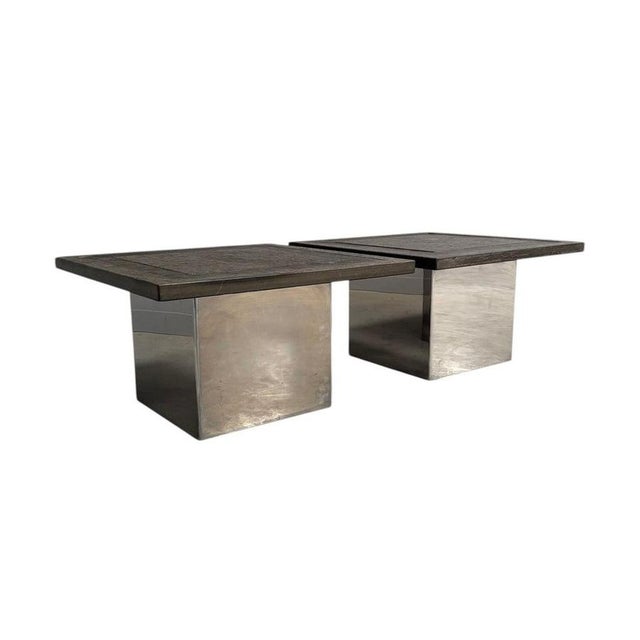 Stainless Steel and Stone Coffee Tables by Peter Draenert, 1970s, Set of 2 For Sale - Image 18 of 18