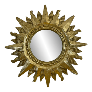 Late 20th Century Gold Gilded 12.5" Sunburst Wall Mirror