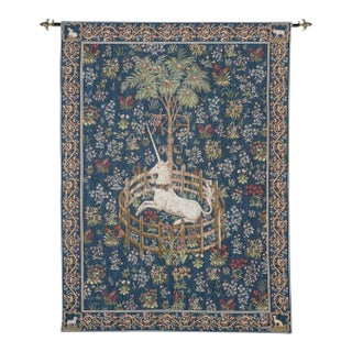 Captive Unicorn - Blue Loom Woven Tapestry - 113 X 85 Cm (3'9" X 2'10") - Requires Rod Size 2 For Sale