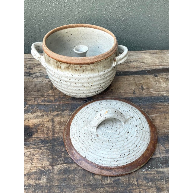 Cream Vintage Original Studio Pottery Lidded Steam Pot For Sale - Image 8 of 12