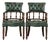 Chesterfield Desk Chairs in Green Flame-Patterned Cowhide Leather, Set of 2 For Sale