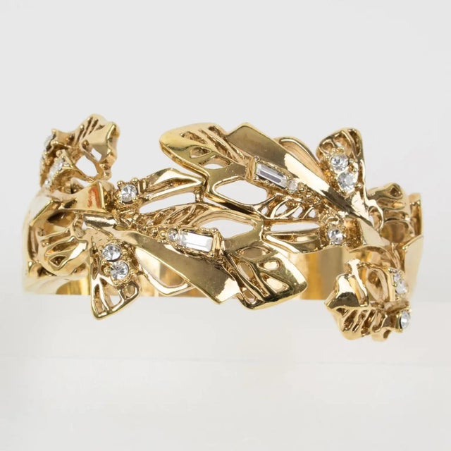 Gold Christian Lacroix Paris Gilt Metal Jeweled Clamper Bracelet Bangle For Sale - Image 8 of 8