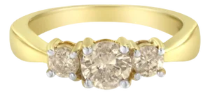 10K Yellow Gold Three Stone Diamond Band Ring (1.00 cttw, J-K Color, I2-I3 Clarity) - Size 6.75
