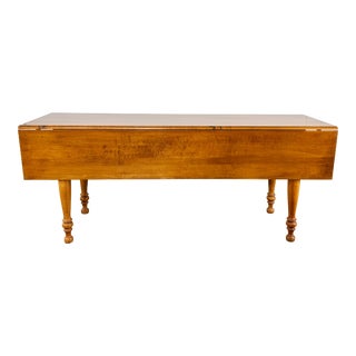 Vintage Farmhouse Style Drop Leaf Wood Harvest Table For Sale