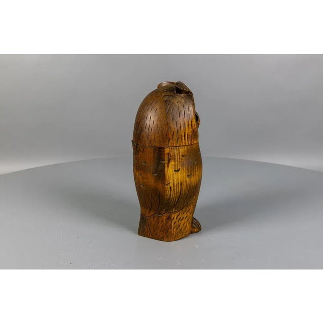 Mid-Century Black Forest Style Carved Linden Wood Owl Box, Germany, 1950s For Sale - Image 6 of 18