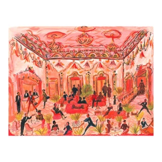 Pink Lobby Original Contemporary Watercolor by Pauline De Roussy De Sales For Sale