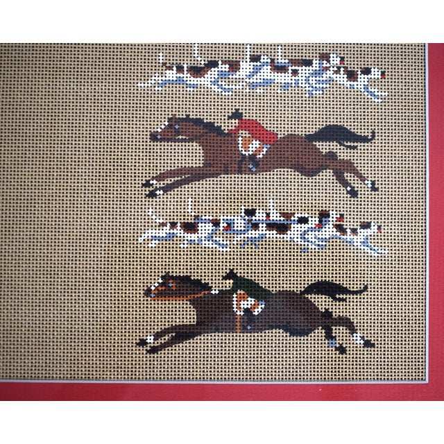 Late 20th Century Needlepoint Hand Painted Fox Hunt Scene Backgammon Board For Sale - Image 5 of 7