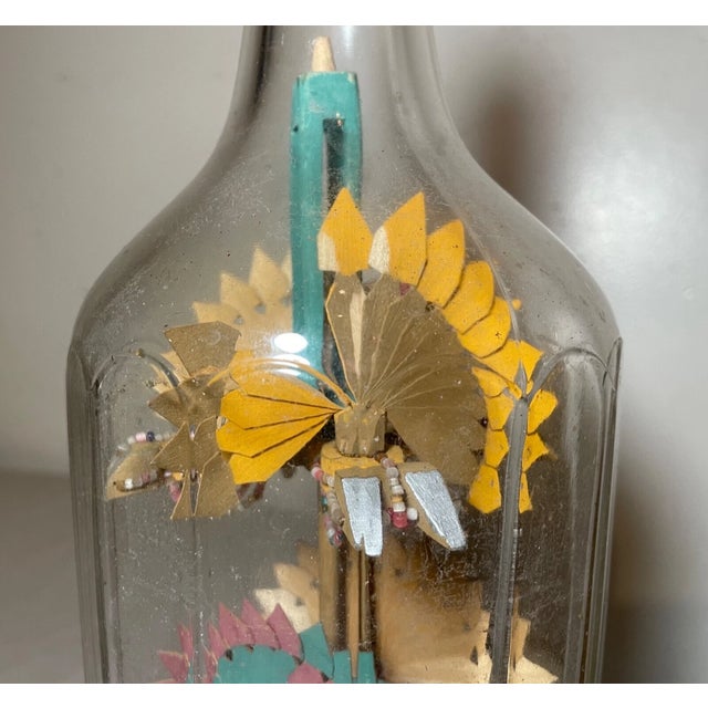 Antique Handmade Whimsical Folk Art Mixed Media Wood Glass Sculpture in Bottle For Sale - Image 18 of 18