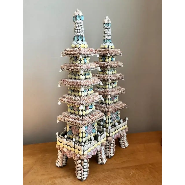 Vintage Shell Encrusted Pagodas - A Pair For Sale - Image 10 of 12