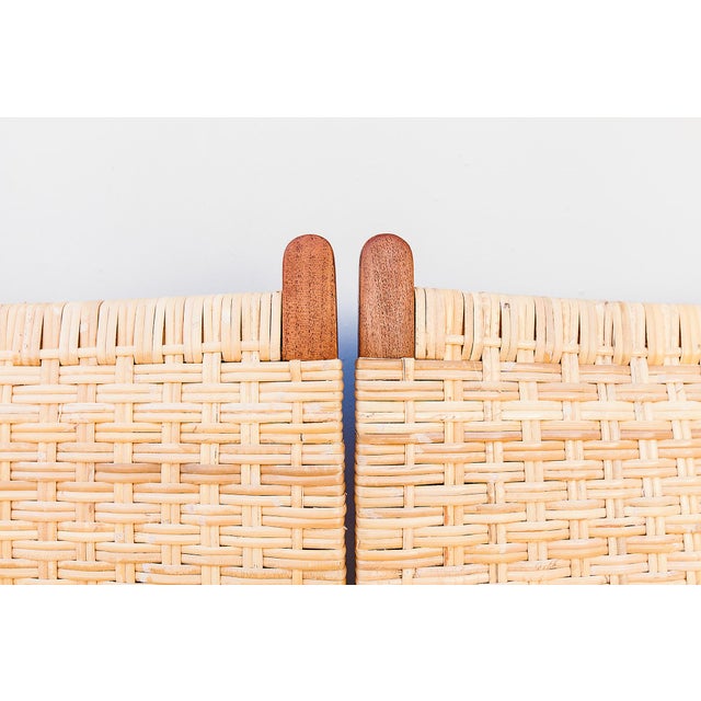 1960s Hans Wegner Ch 31 Teak & Rattan Dining Chairs, Danish Mid Century Modern For Sale - Image 5 of 16
