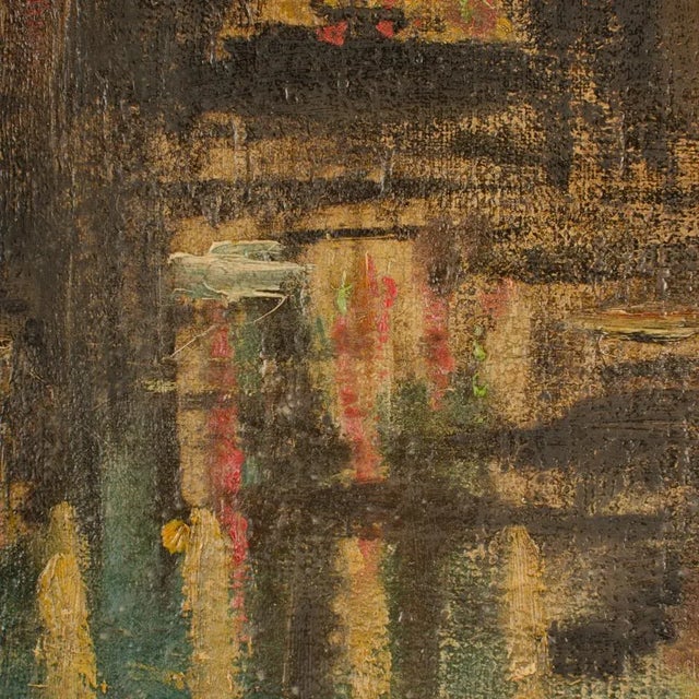 "Augustusbrücke" Oil Painting of a Bridge in Dresden at Night, Late 19th Century. For Sale - Image 11 of 12