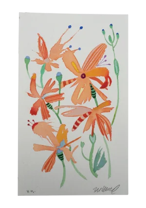 "Dragonfly Lilies 1" Watercolor Painting