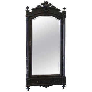 Early 20th Century Antique Ebonized French Empire Louis XVI Style Armoire For Sale