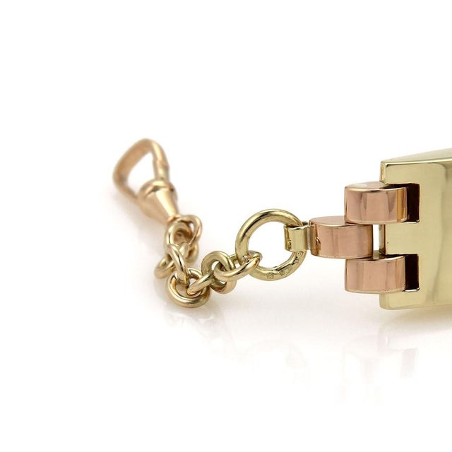 Mid 20th Century Retro Watch Fob 14k Yellow & Rose Gold For Sale - Image 4 of 4